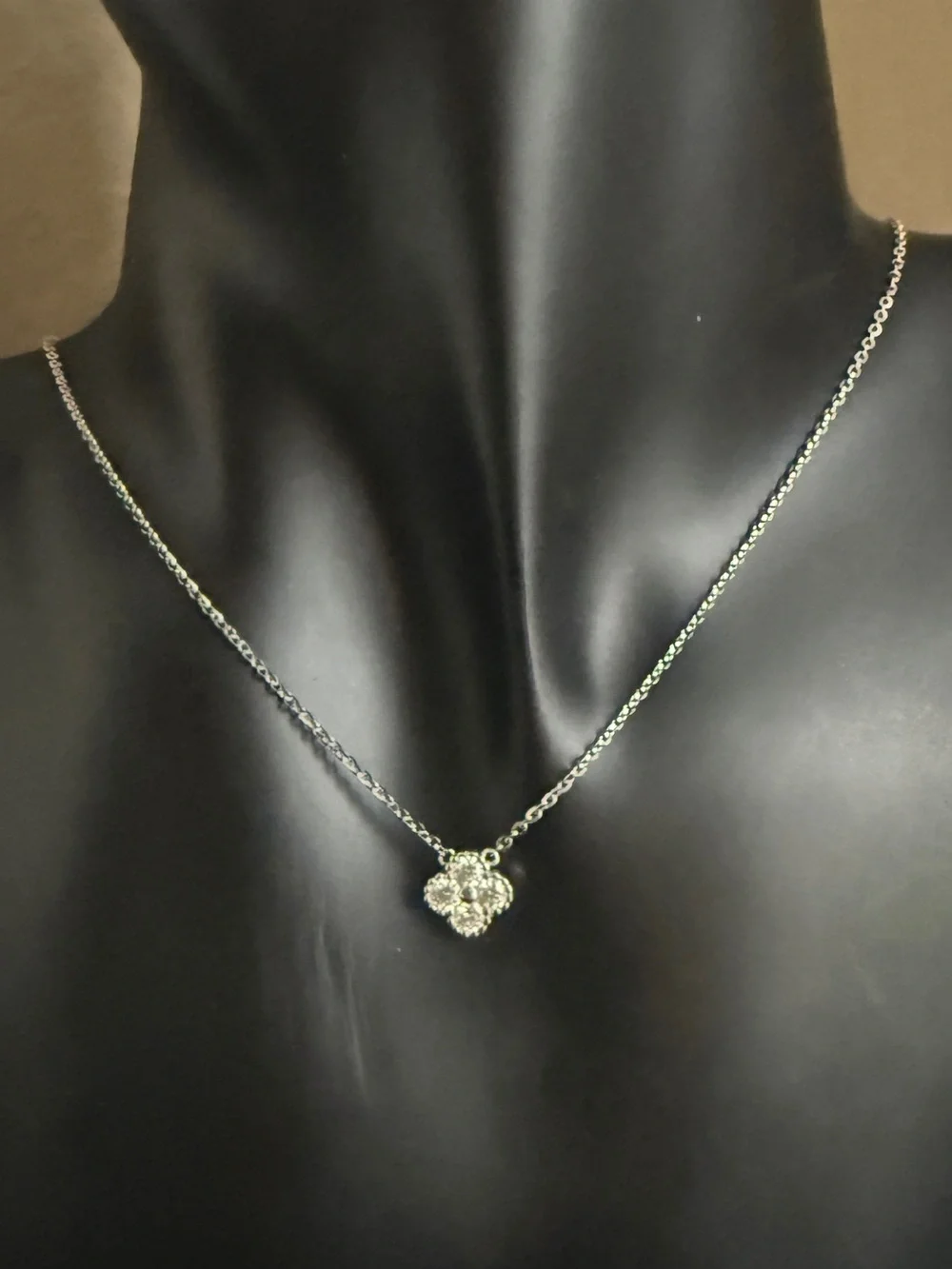 New 0.10 CTW D-Color Moissanite Clover Necklace - 925 Silver GRA